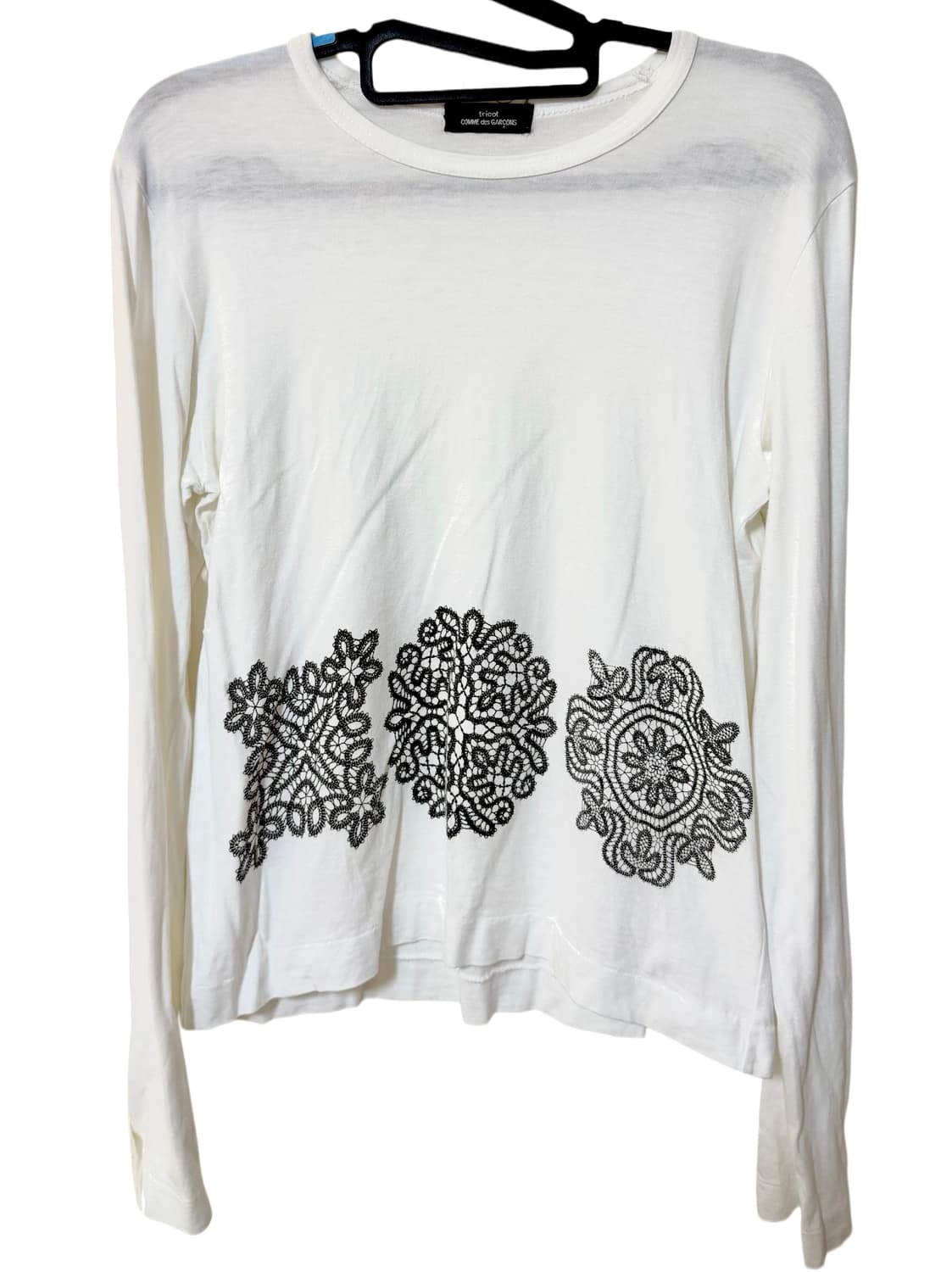 꼼데가르송 레이스 자수 프린팅 롱 슬리브 티셔스 상품이미지2