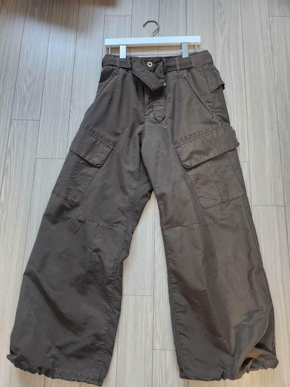 폴리테루 나일론 벨티드 카고팬츠 오렌지브라운 상품이미지1