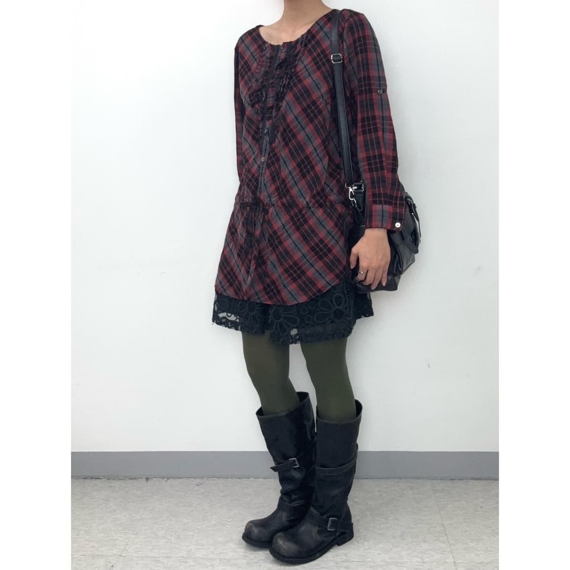 빈티지 체크 셔츠 원피스 상품이미지3