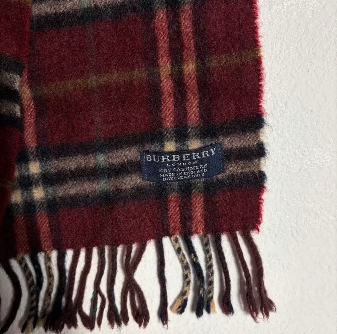 버버리 캐시미어 머플러 버건디 체크 상품이미지3