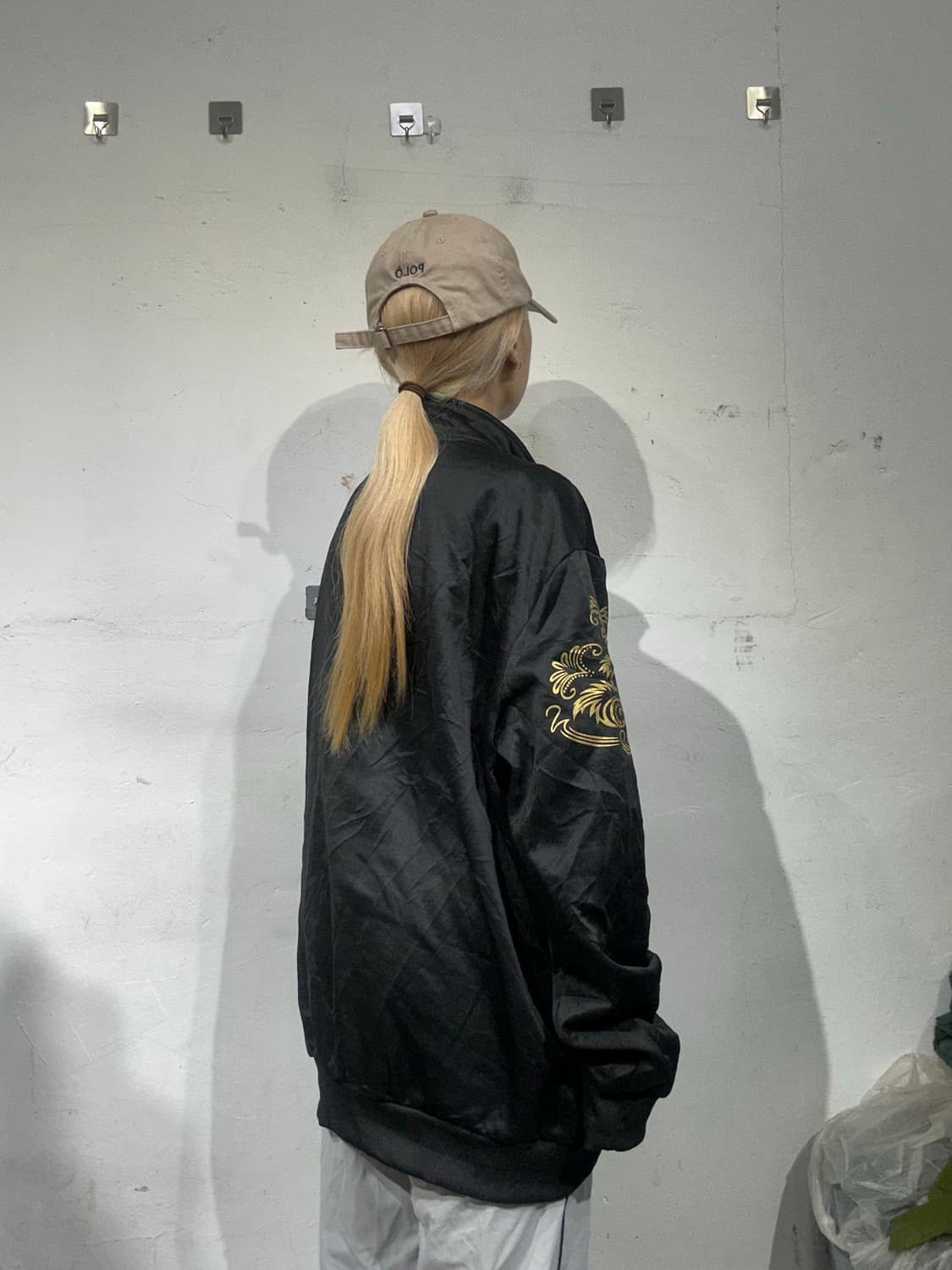 일본 빈티지 블랙 오리엔탈 트랙탑 져지 6XL 상품이미지3