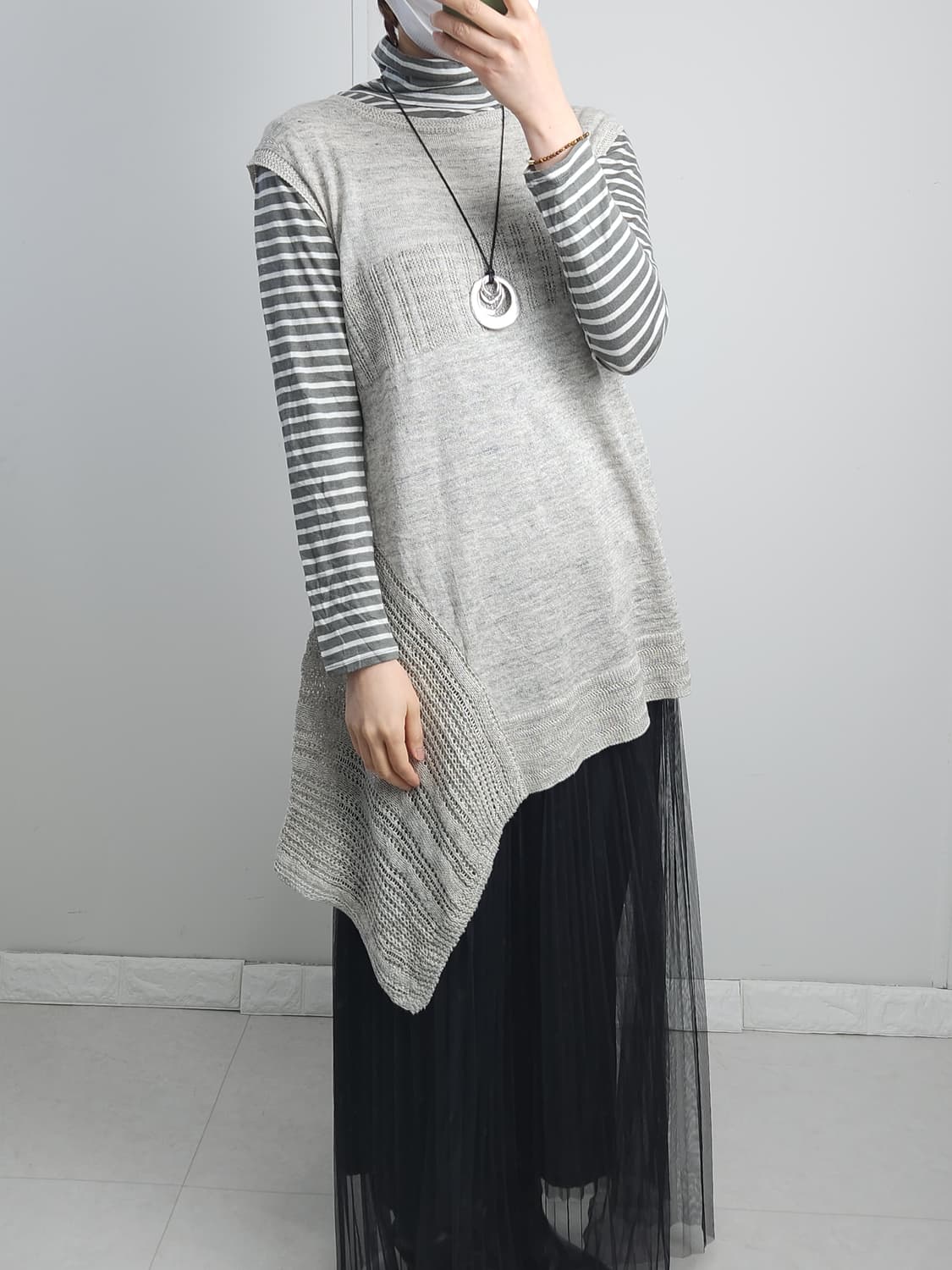 언발 롱 니트 탑 상품이미지2