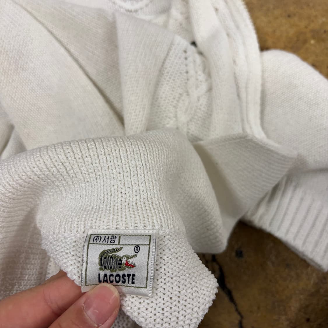 라코스테 화이트 카라 니트 집업 상품이미지5