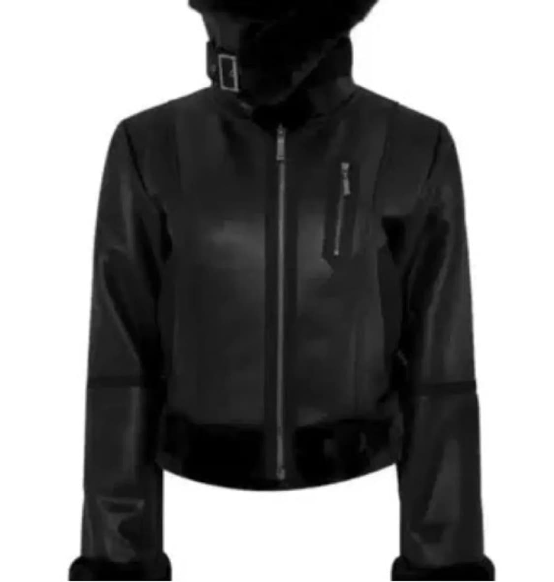 보헤미안서울 22 FW 피티드 무스탕 슬림핏 스웨이드 블랙 크롭 숏 상품이미지2