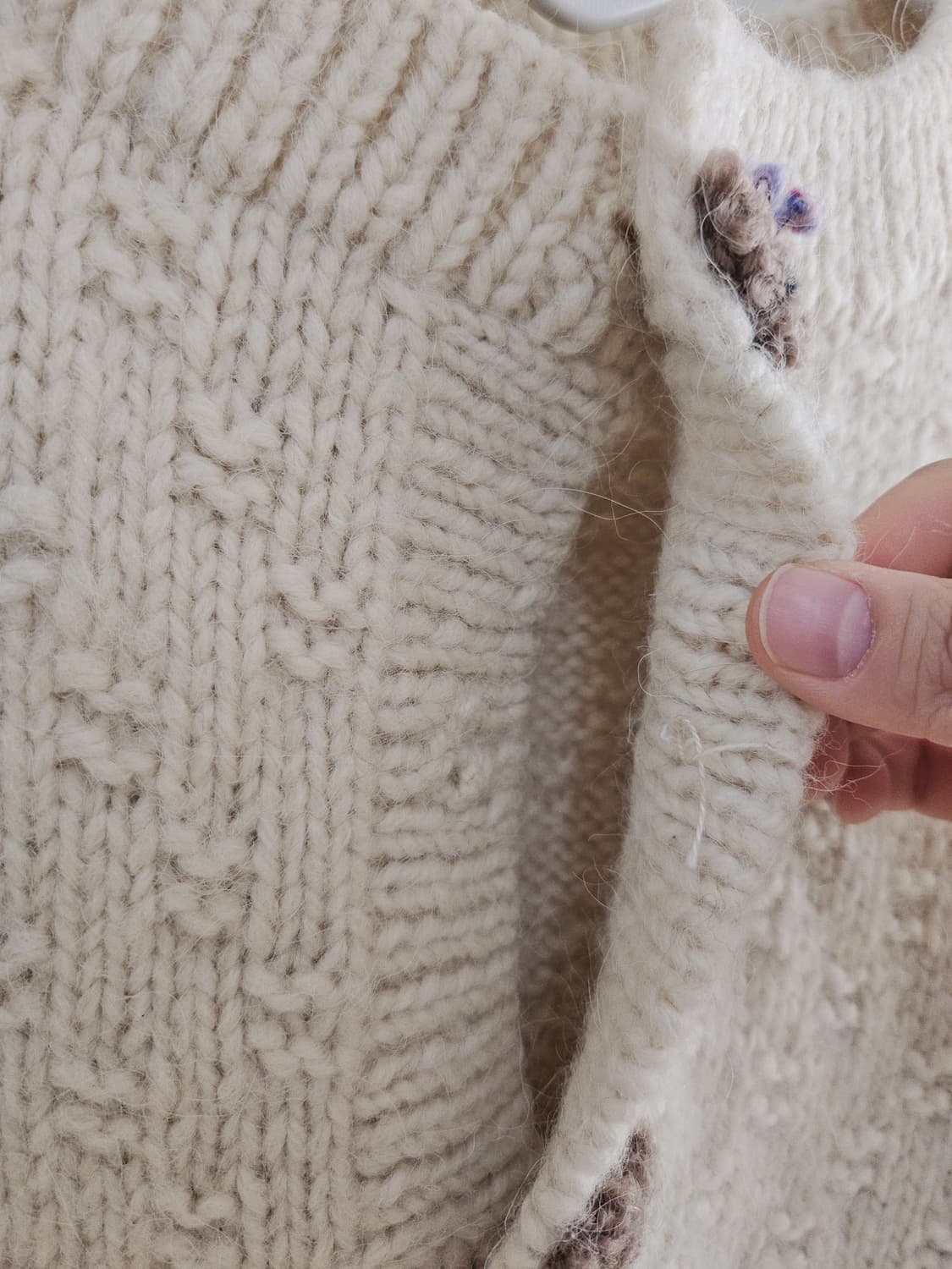 빈티지 아비보리 곰돌이 뜨개 단추 니트가디건 상품이미지7