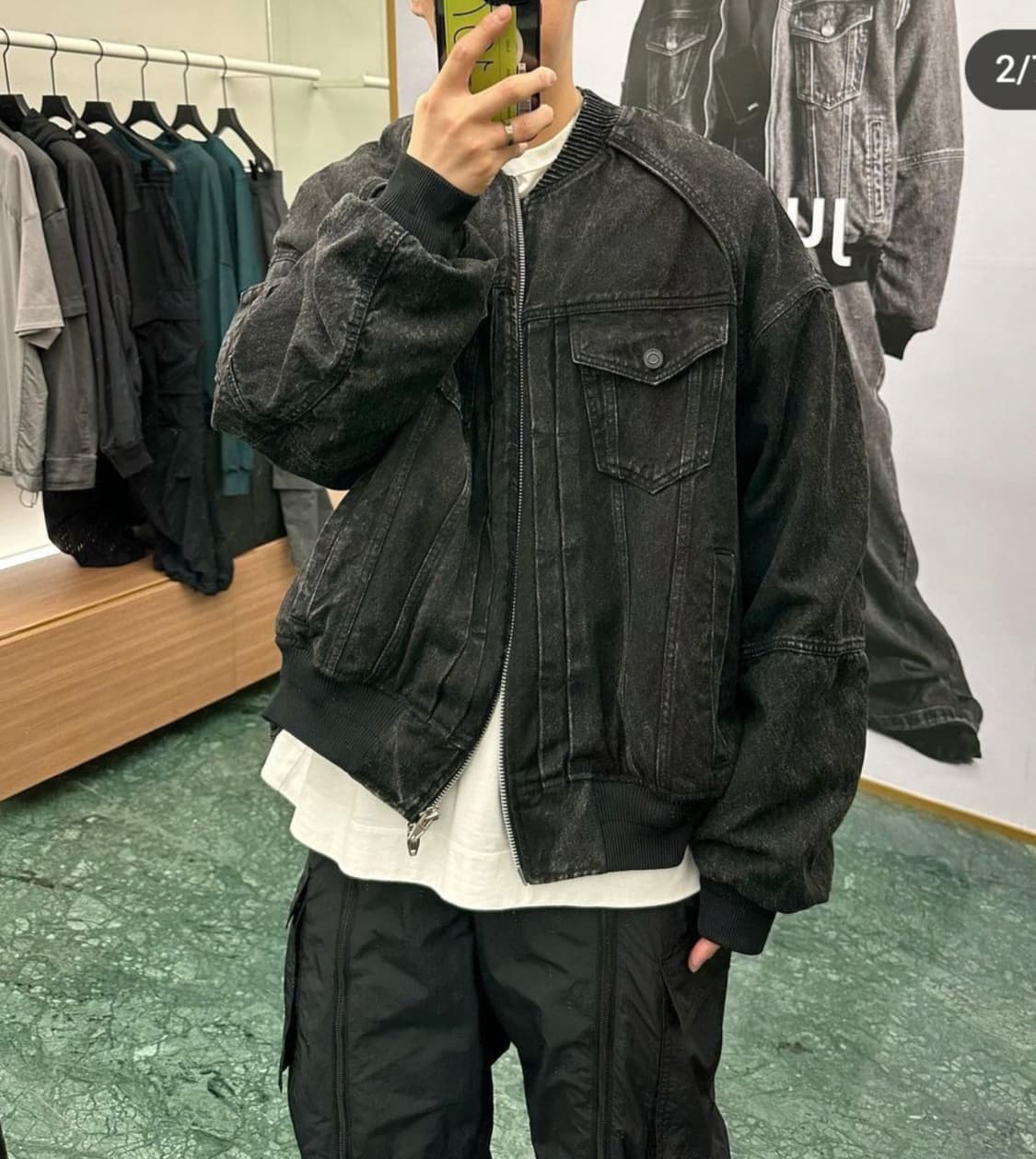 준지 흑청 데님 트러커 마원 MA-1 자켓 점퍼 46사이즈 상품이미지8