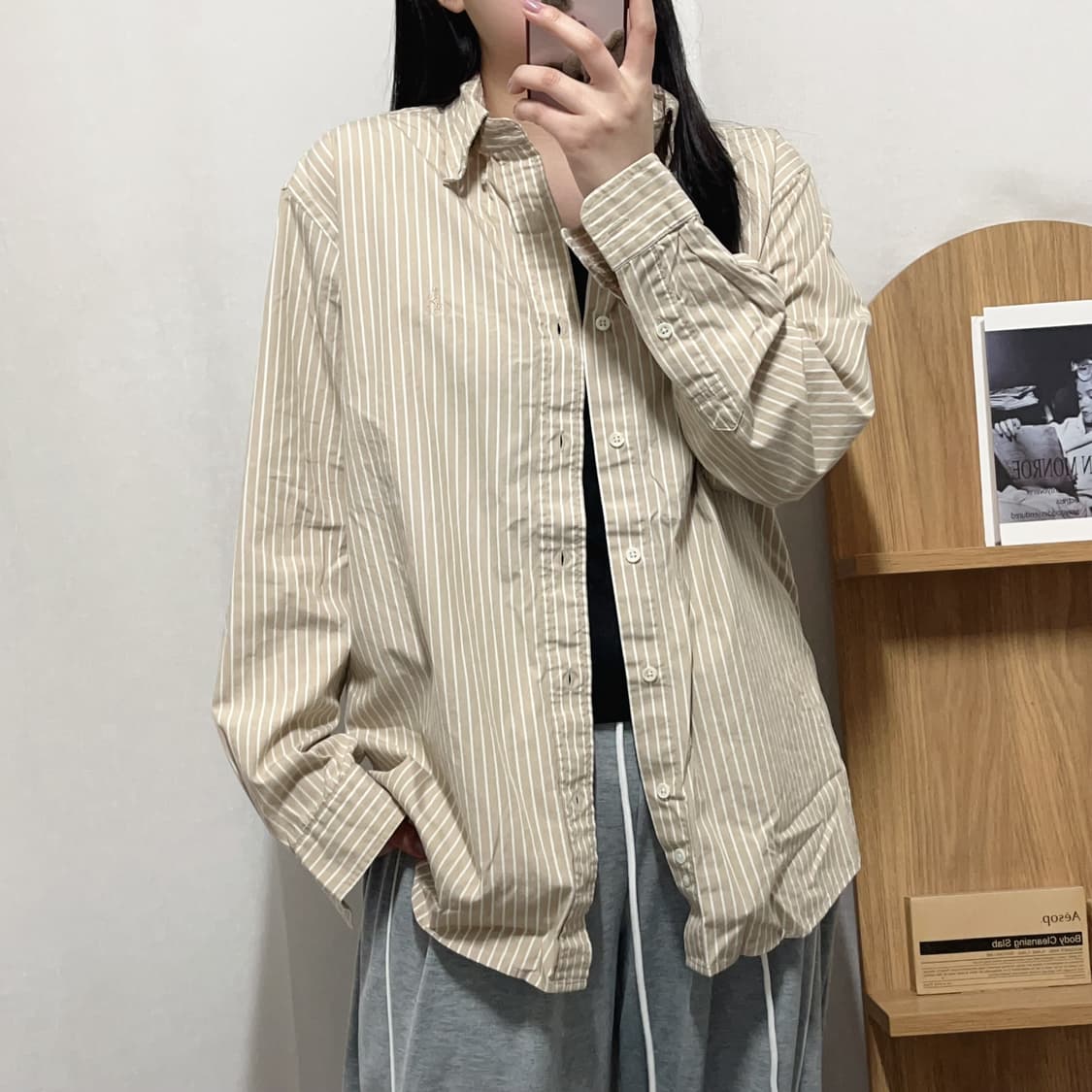 [정품] 빈폴 베이지 스트라이프 셔츠 [ 95 ] 상품이미지2