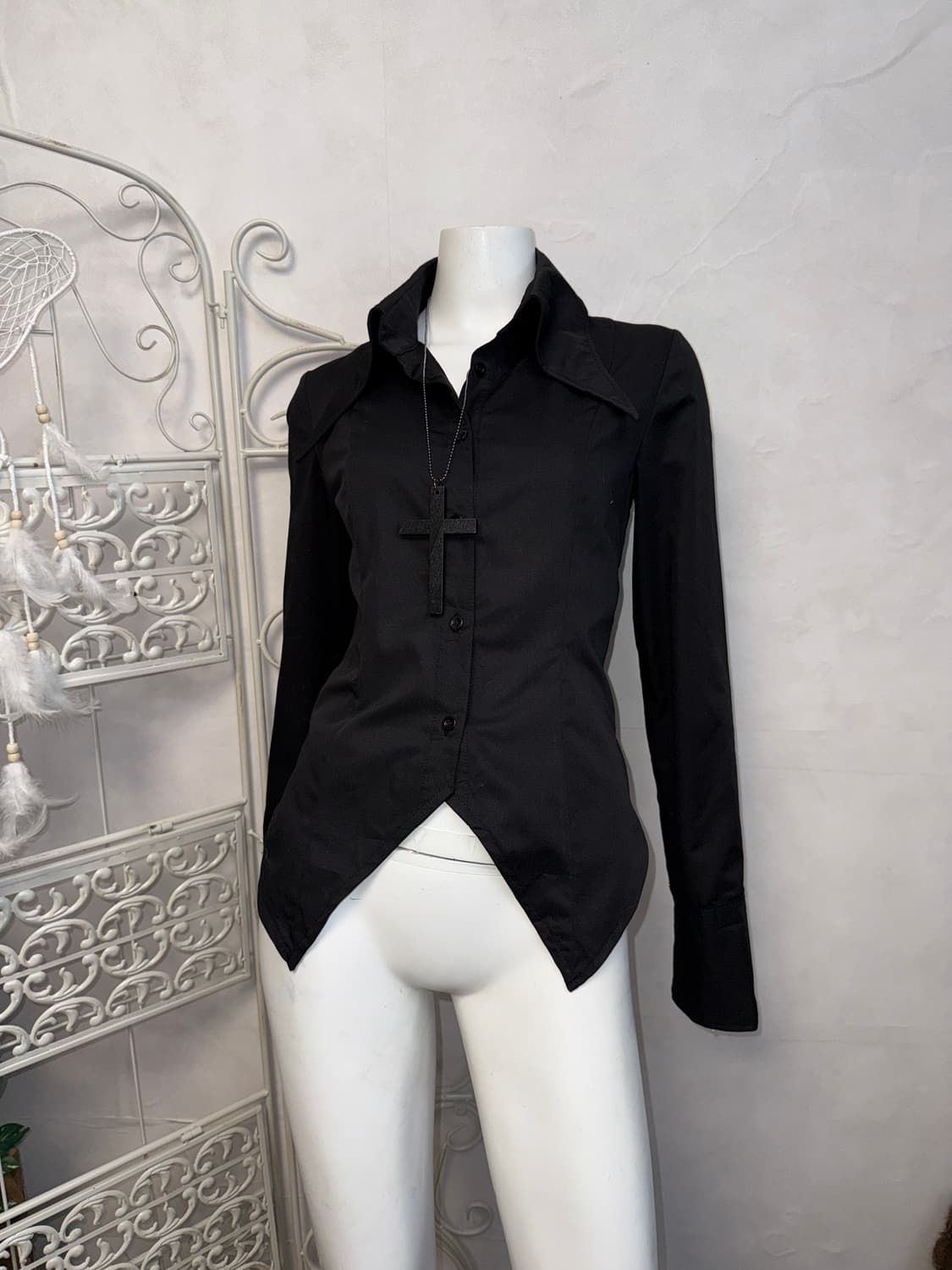 Body line black back corset punk shirt 상품이미지5