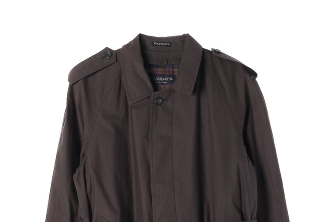 빈티지 입생로랑 디퓨전 옴므 자수 로고 트렌치코트 상품이미지3