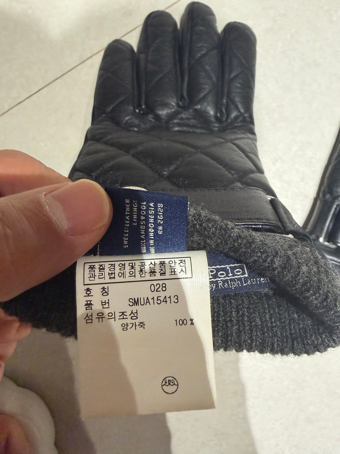 폴로 랄프로렌 퀄팅 가죽장갑 블랙 m  상품이미지6
