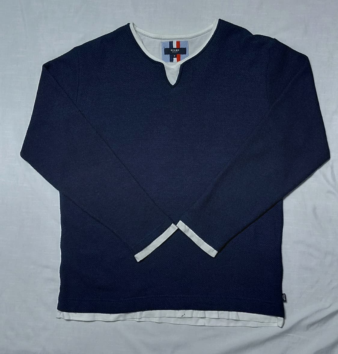 빔즈 하트(BEAMS HEART) 네이비 레이어드 니트 티셔츠 (M) 상품이미지1