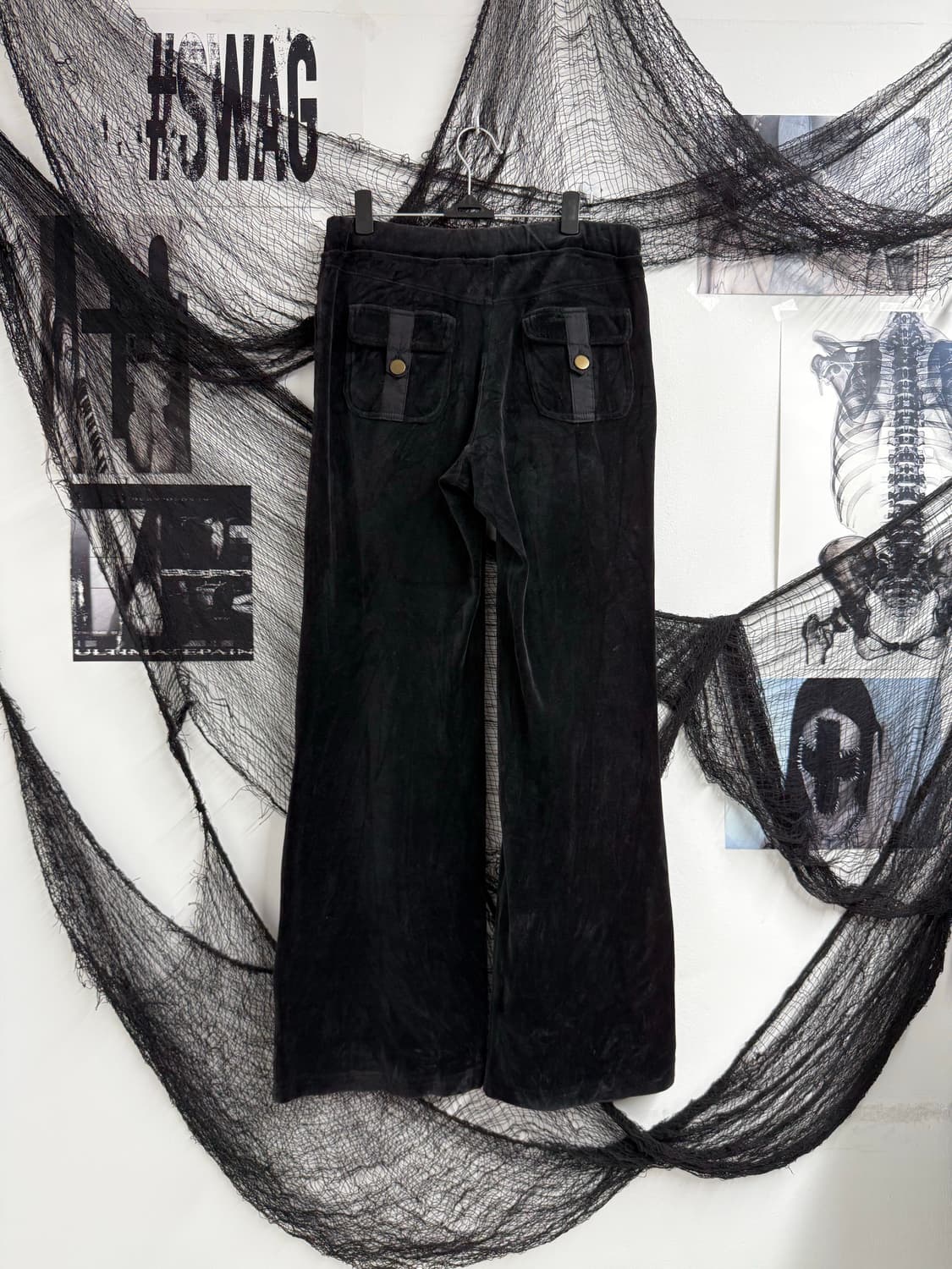 00s velvet zipper pocket bootscut pants 상품이미지3