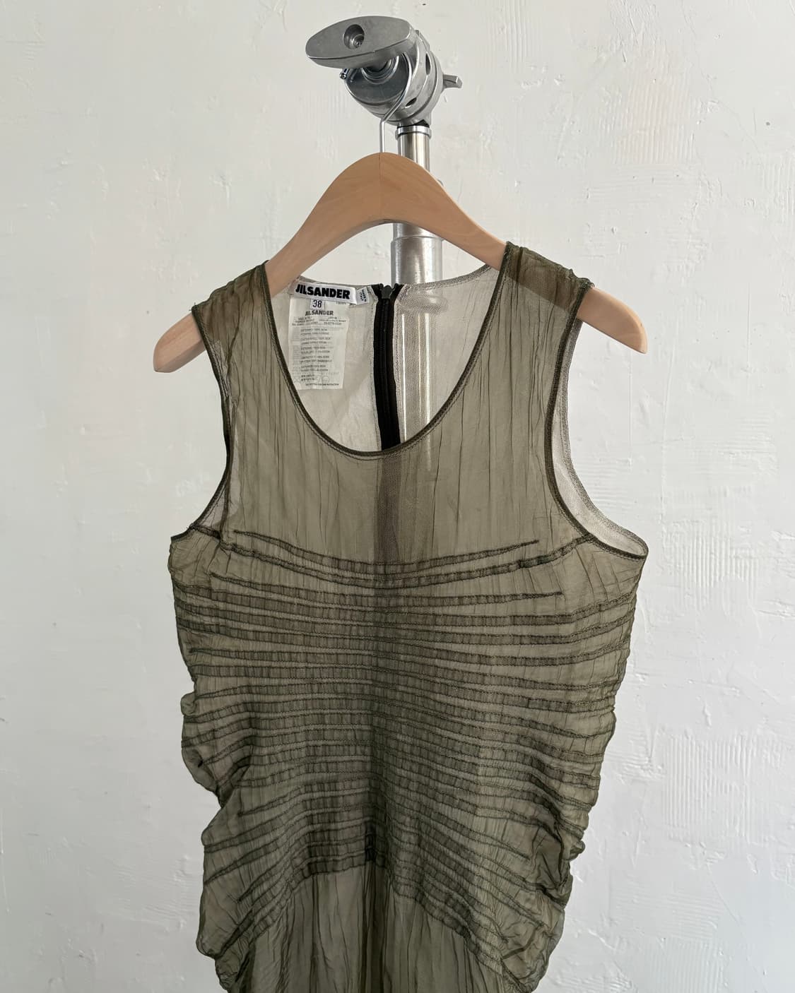 Jil Sander 질샌더 카키 컬러 시어 슬리브리스 원피스 상품이미지2