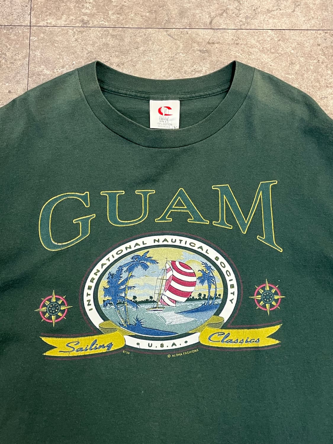 Made in USA 괌 프린팅 반팔티 그린 L #csz3409 상품이미지5