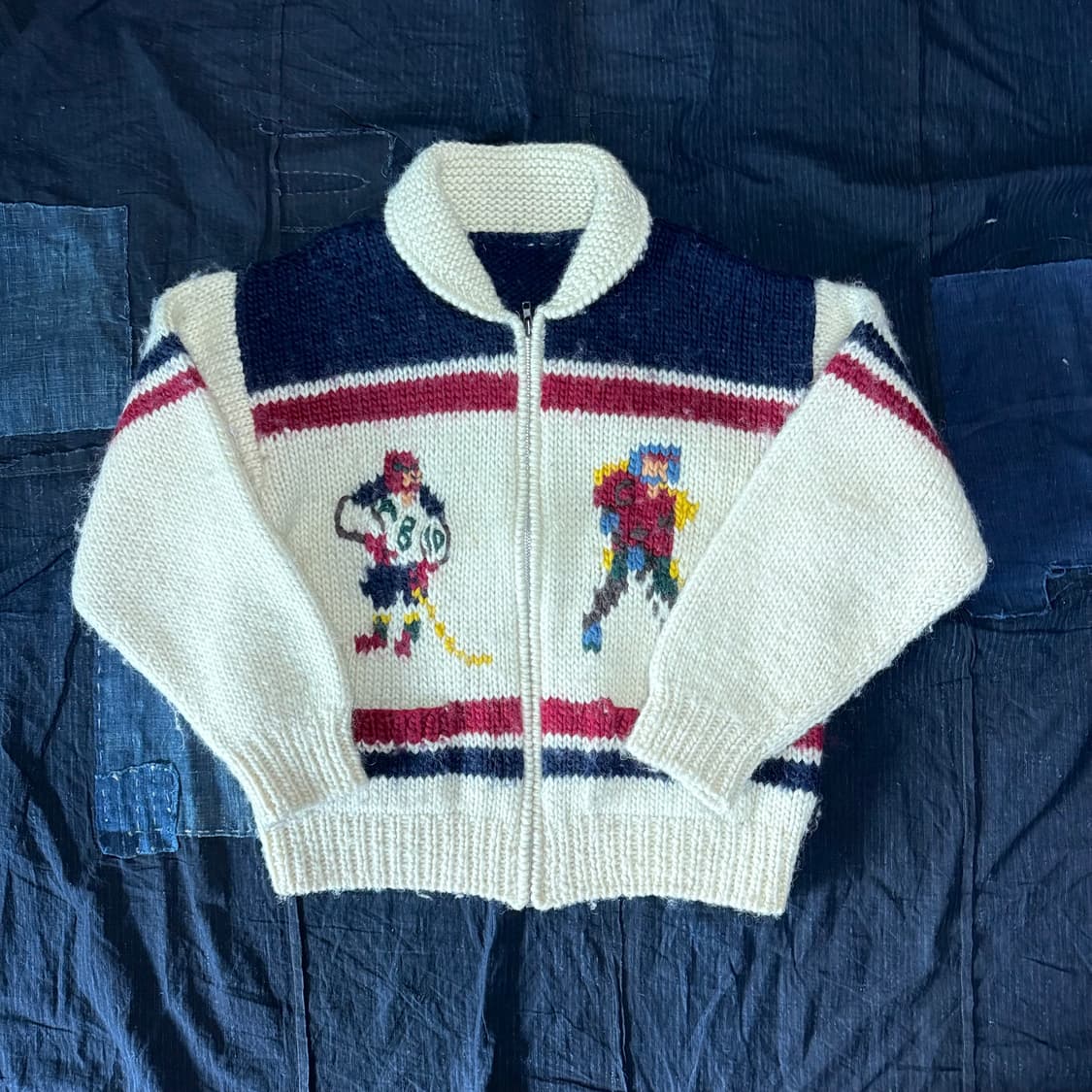 빈티지 아이스하키 패턴 코위찬 스웨터 F 상품이미지1