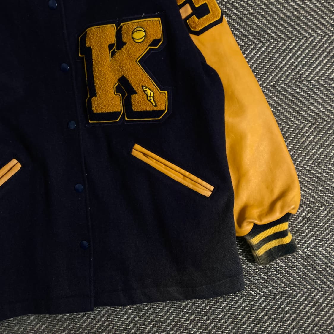 USA 빈티지 박시핏 레더 모직 바시티 자켓o 3222 상품이미지2