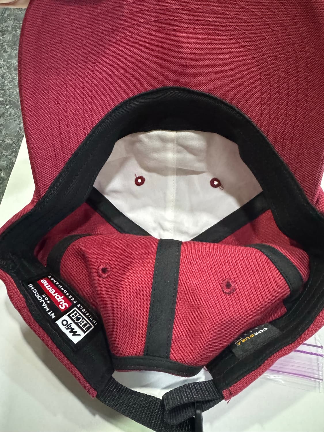 슈프림 코듀라 스몰 박스 6-패널 캡 버건디 (22FW) 상품이미지4