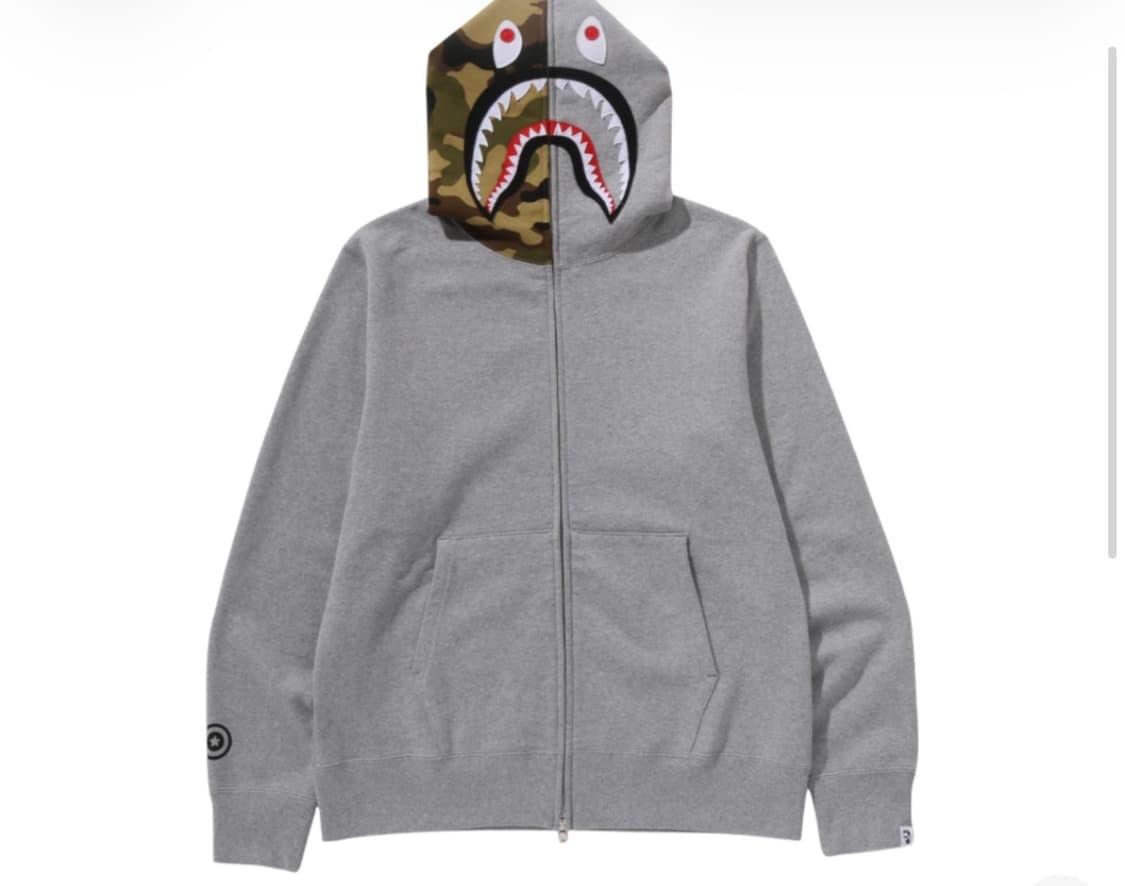 베이프 퍼스트 샤크 풀 집 후드 그레이 상품이미지1