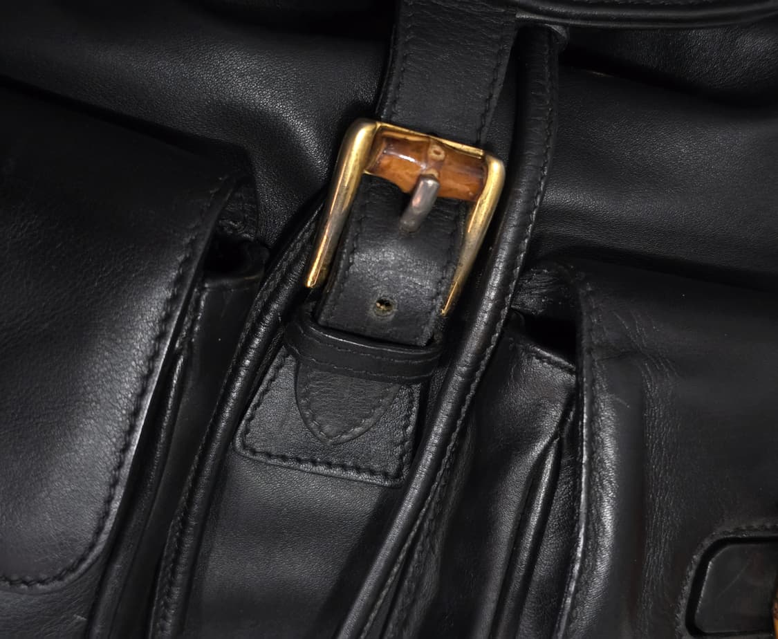정품 Gucci 구찌 뱀부 백팩 블랙 레더 상품이미지6