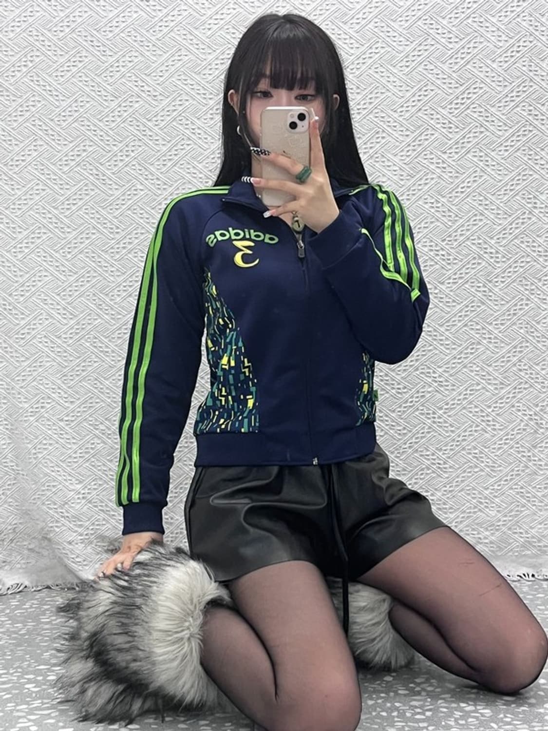 아디다스 올드스쿨 스트릿 펑크 라임맛 그래픽 져지 집업 90 C10457 상품이미지1