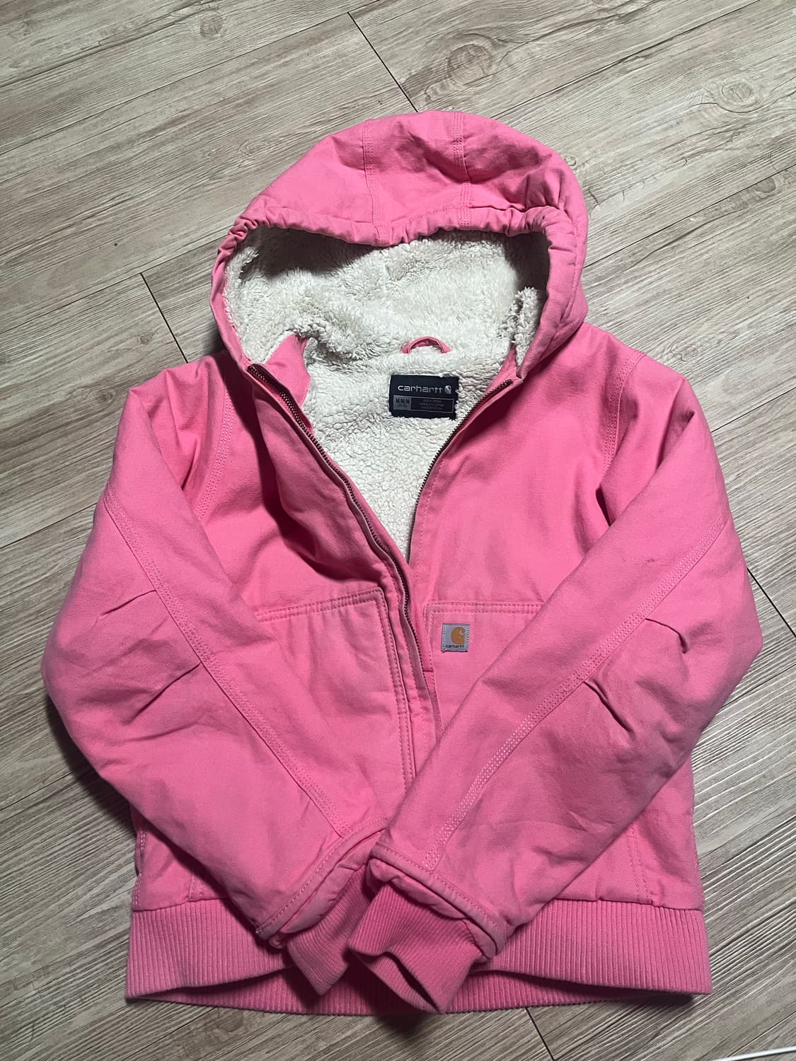 빈티지 칼하트 후드워크자켓 베이비핑크 상품이미지1