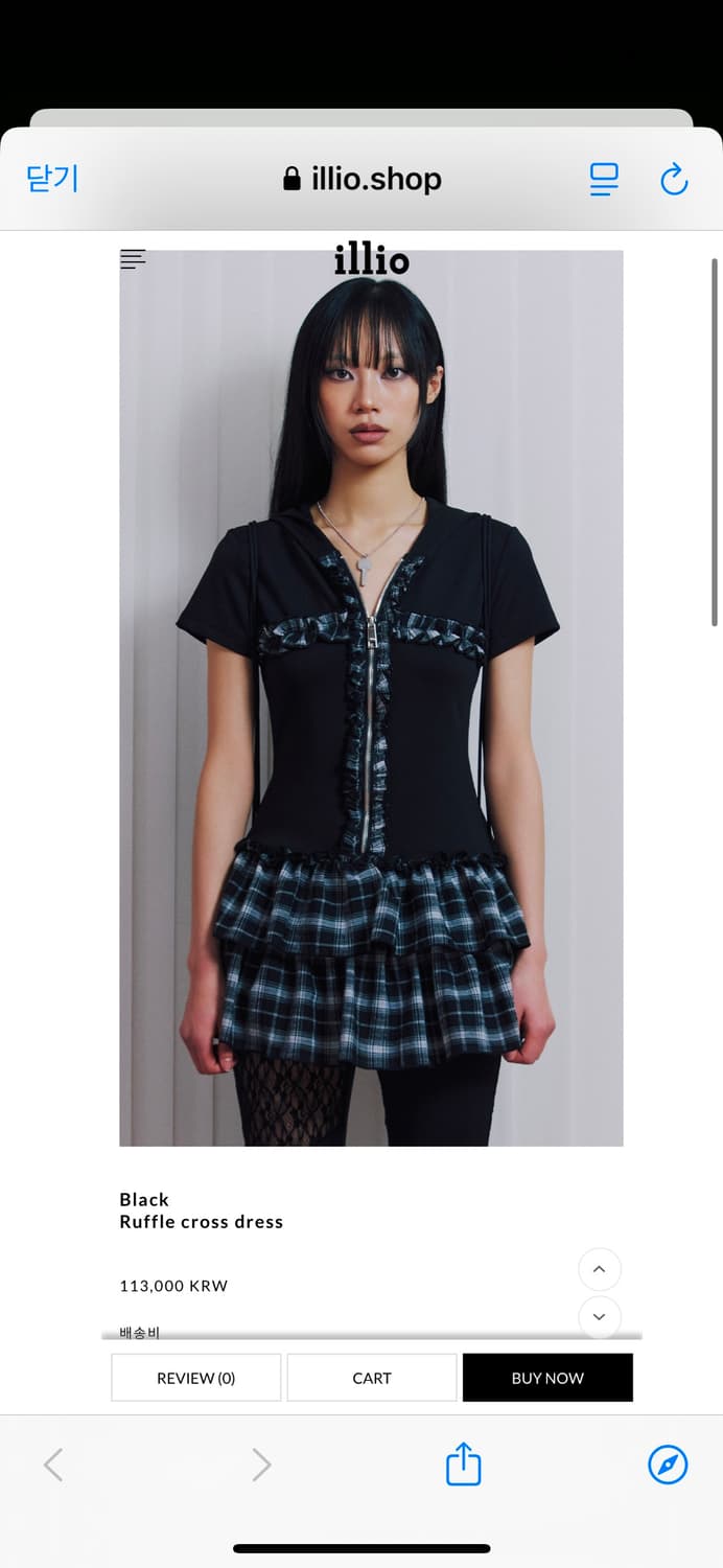 일리오 illio Ruffle dress 러플 체크 펑크 후드원피스 상품이미지2