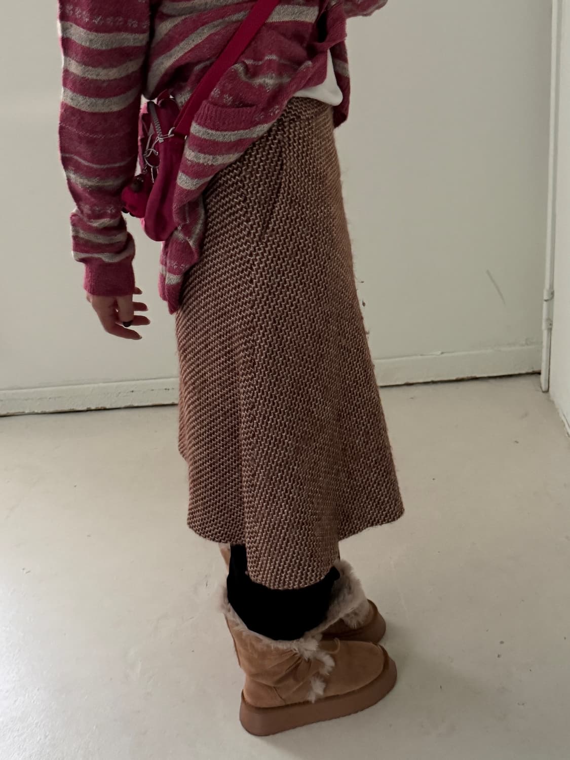 일본빈티지 브라운 울 미디스커트 상품이미지2