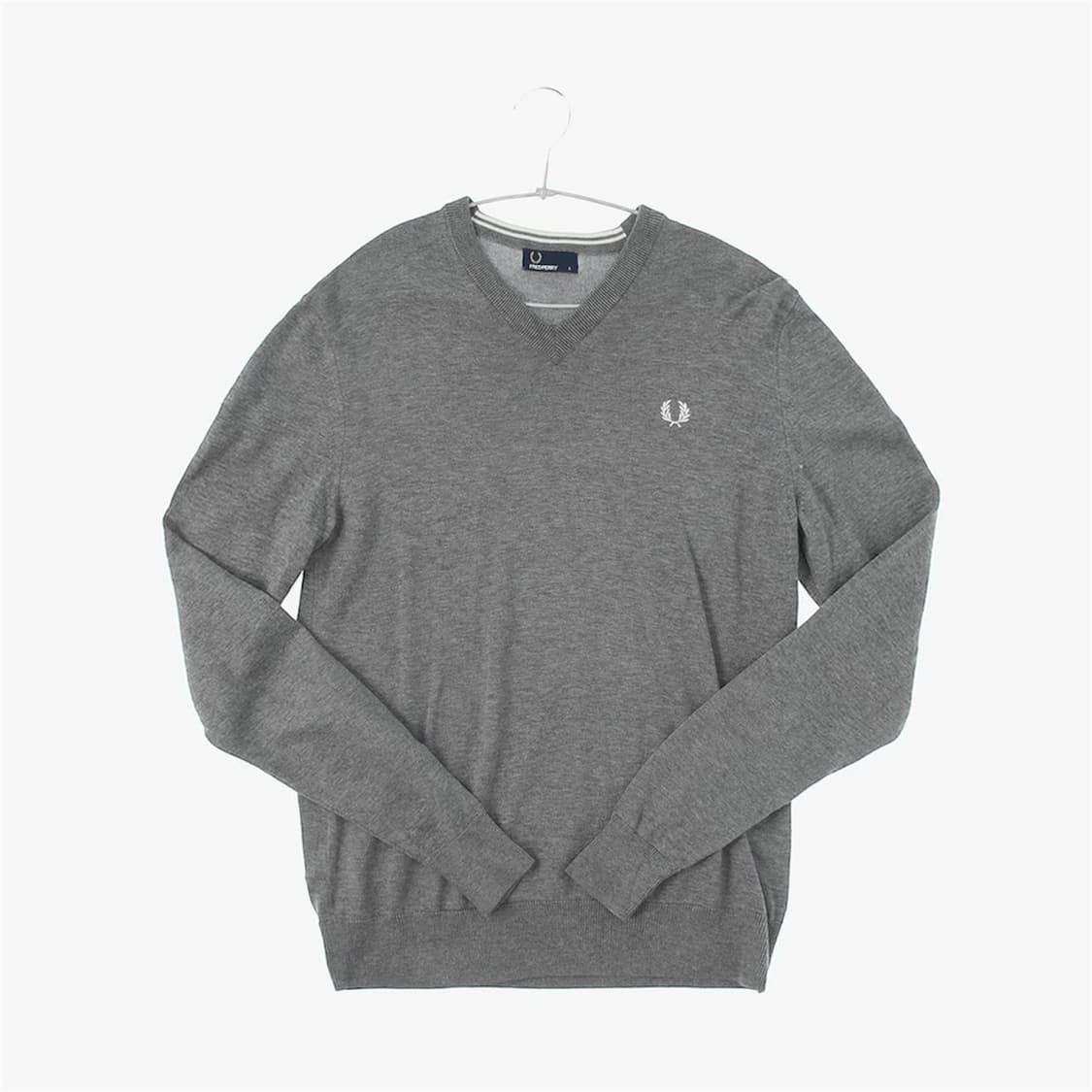 [S] Fredperry 프레드페리 그레이 베이직 코튼 브이넥 니트 상품이미지3