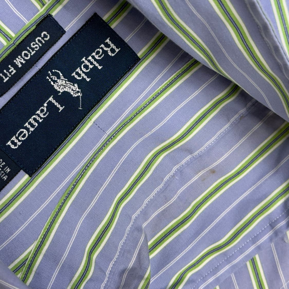 [L] 랄프로렌 커스텀핏 그린블루 스트라이프 반팔셔츠 상품이미지7