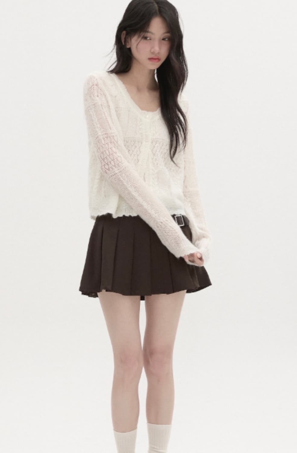 윤슬샵 비 플리츠 스커트 _ 브라운 1 (택달린 새상품) 상품이미지4