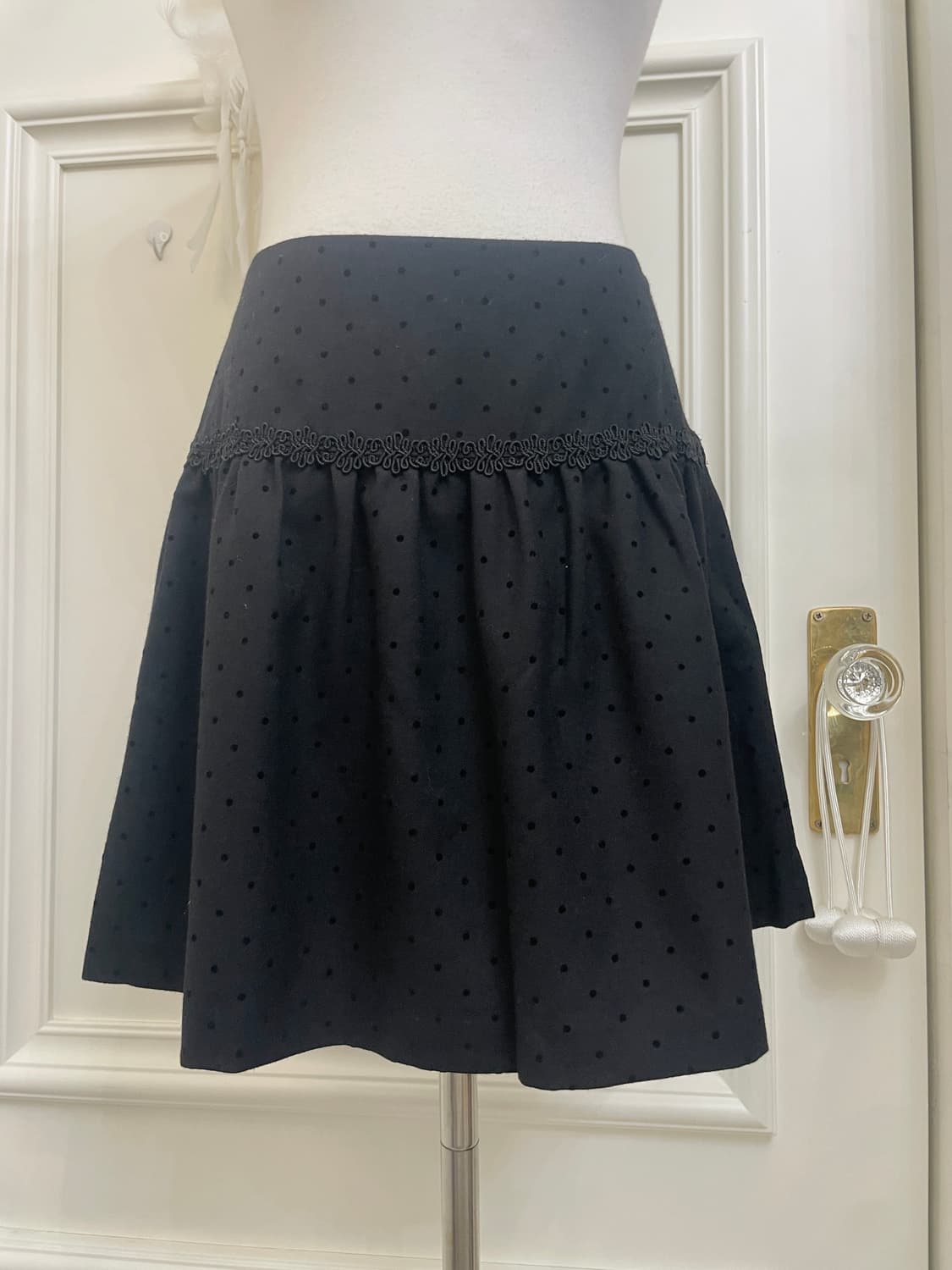 black dot lace point shirring mini skirt 상품이미지5