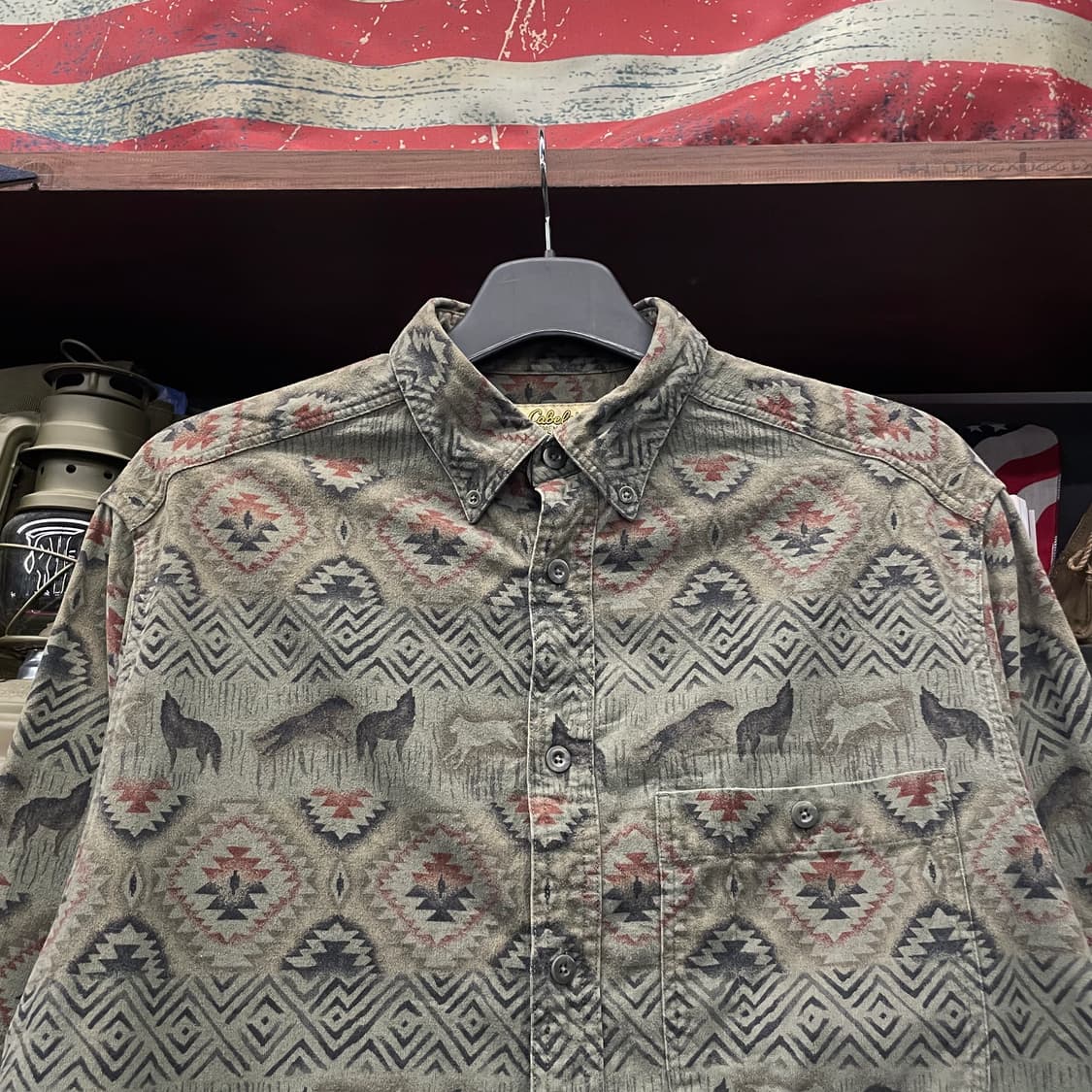 00s Cabela's 아즈텍 패턴 디어 스킨 포켓 셔츠 상품이미지3
