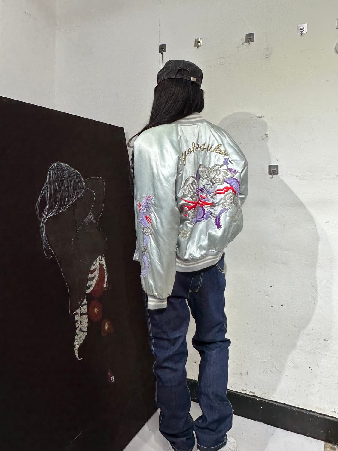 Jpn 일본빈티지 오리엔탈 회색 용 스카잔 자켓 상품이미지1