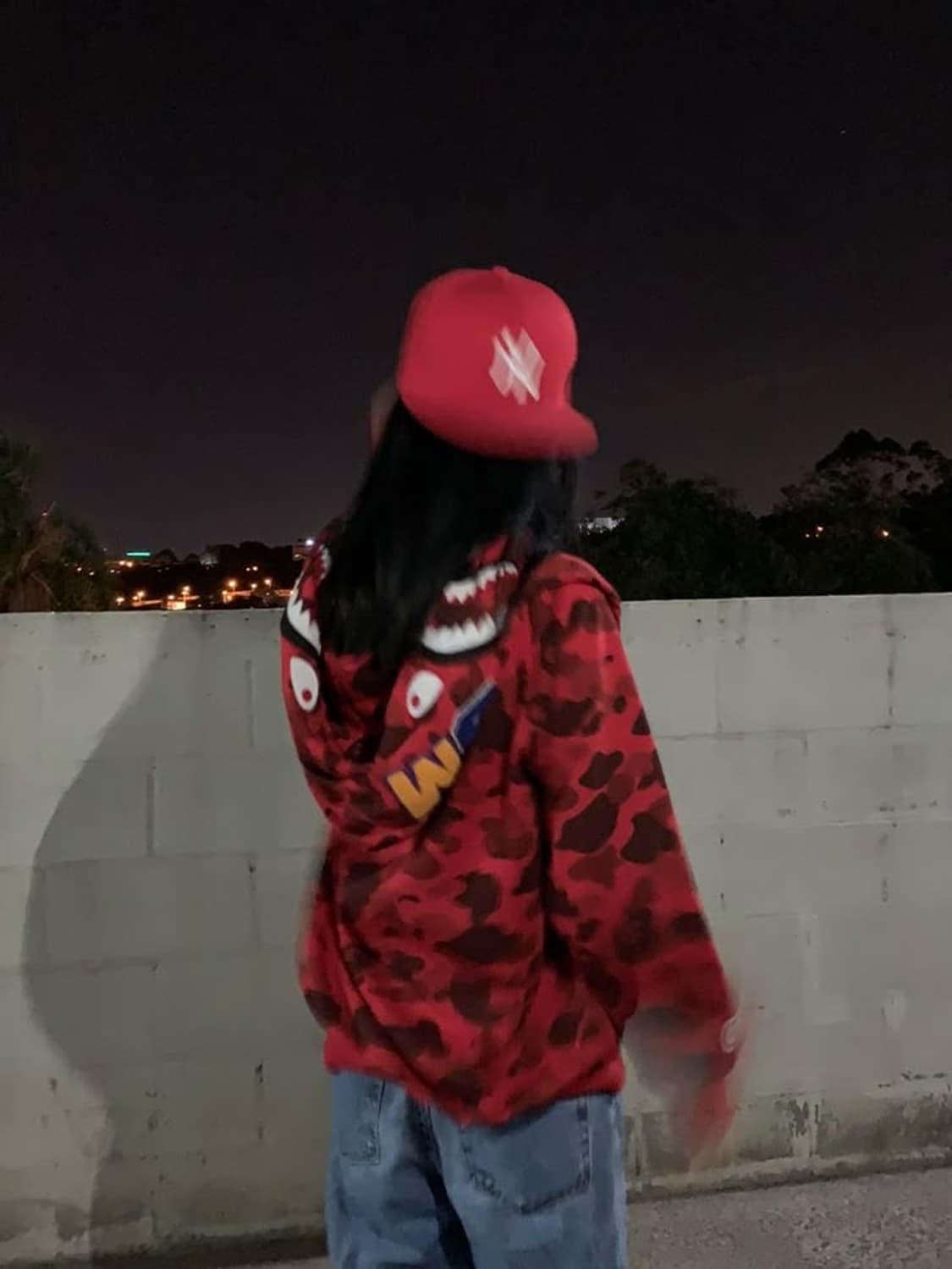 베이프 샤크 후드집업 레드 카모 (사계절용 남녀공용) 상품이미지4