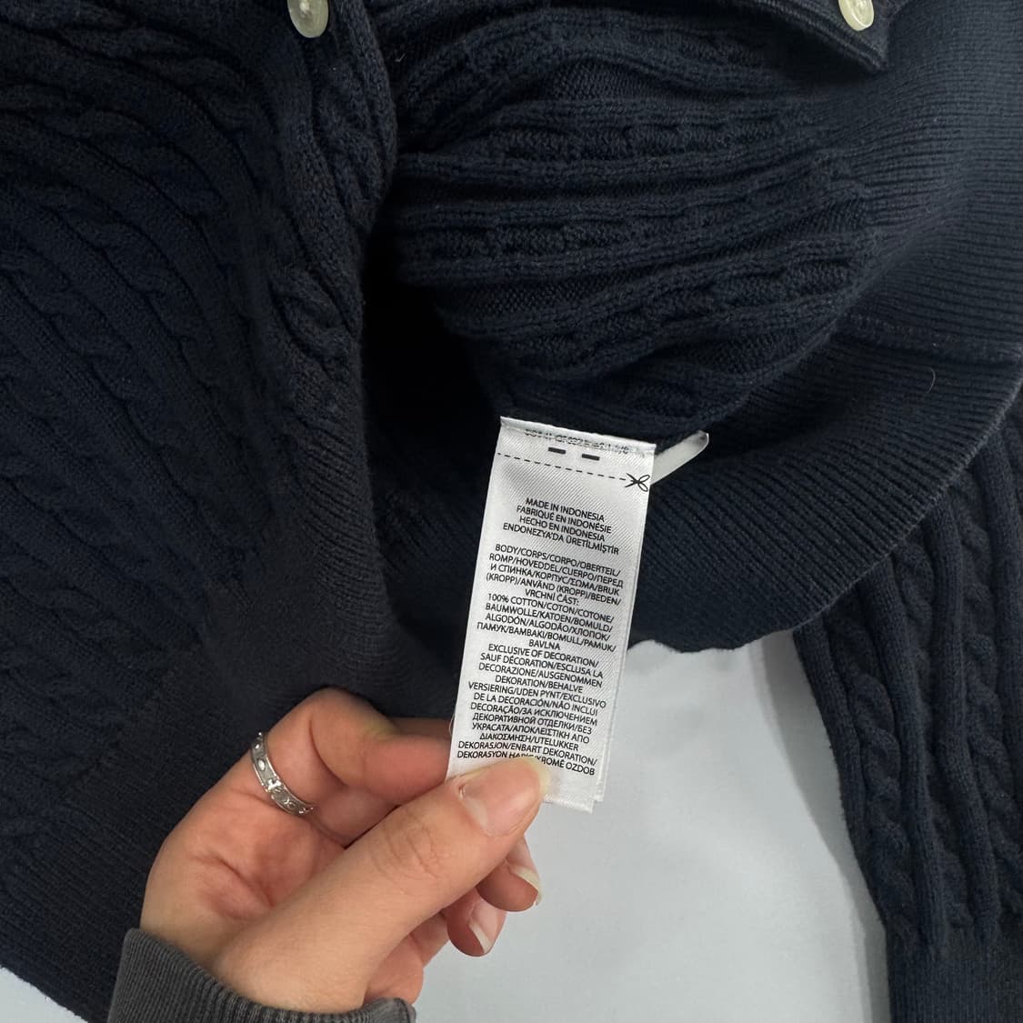 Polo 폴로 화이트 포니 다크 네이비 케이블 니트 가디건 상품이미지6