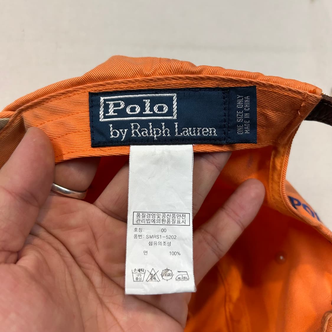 폴로 랄프로렌 주황색 볼캡 모자 가죽스트랩 정품 상품이미지7