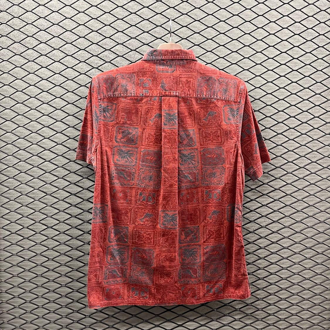 USA VINTAGE 반팔 셔츠 하와이안 멀티 패턴 원포켓 디테일 레드 상품이미지3