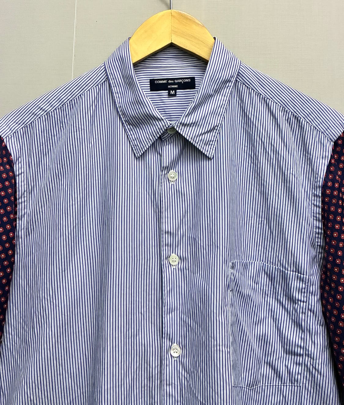 (M)09s 꼼데가르송 옴므 스트라이프 플라워 패치워크 셔츠 상품이미지3