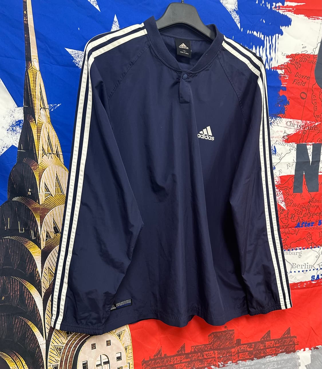 아디다스 네이비 오버핏 헨리넷st 바람막이XL105 상품이미지3