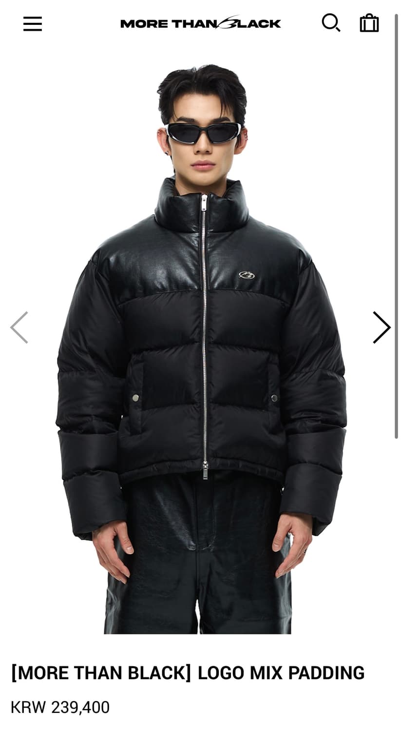 모어댄블랙 로고 믹스 패딩 상품이미지1