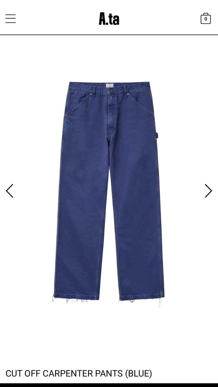 (새상품) A.ta 컷오프 카펜터 팬츠 블루 m 상품이미지1