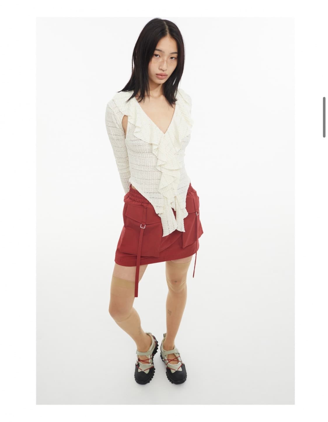 kyo 쿄 컷아웃 프릴 저지 레이스탑 상품이미지4