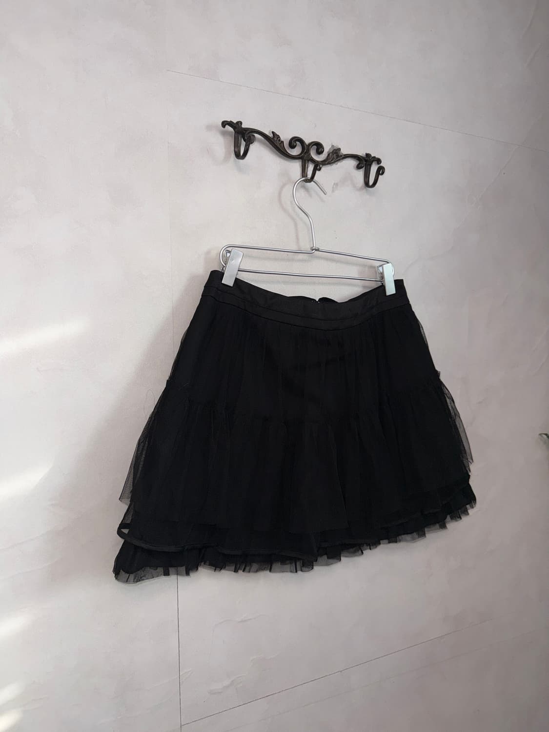 Black back ribbon mesh layered sha skirt 상품이미지3