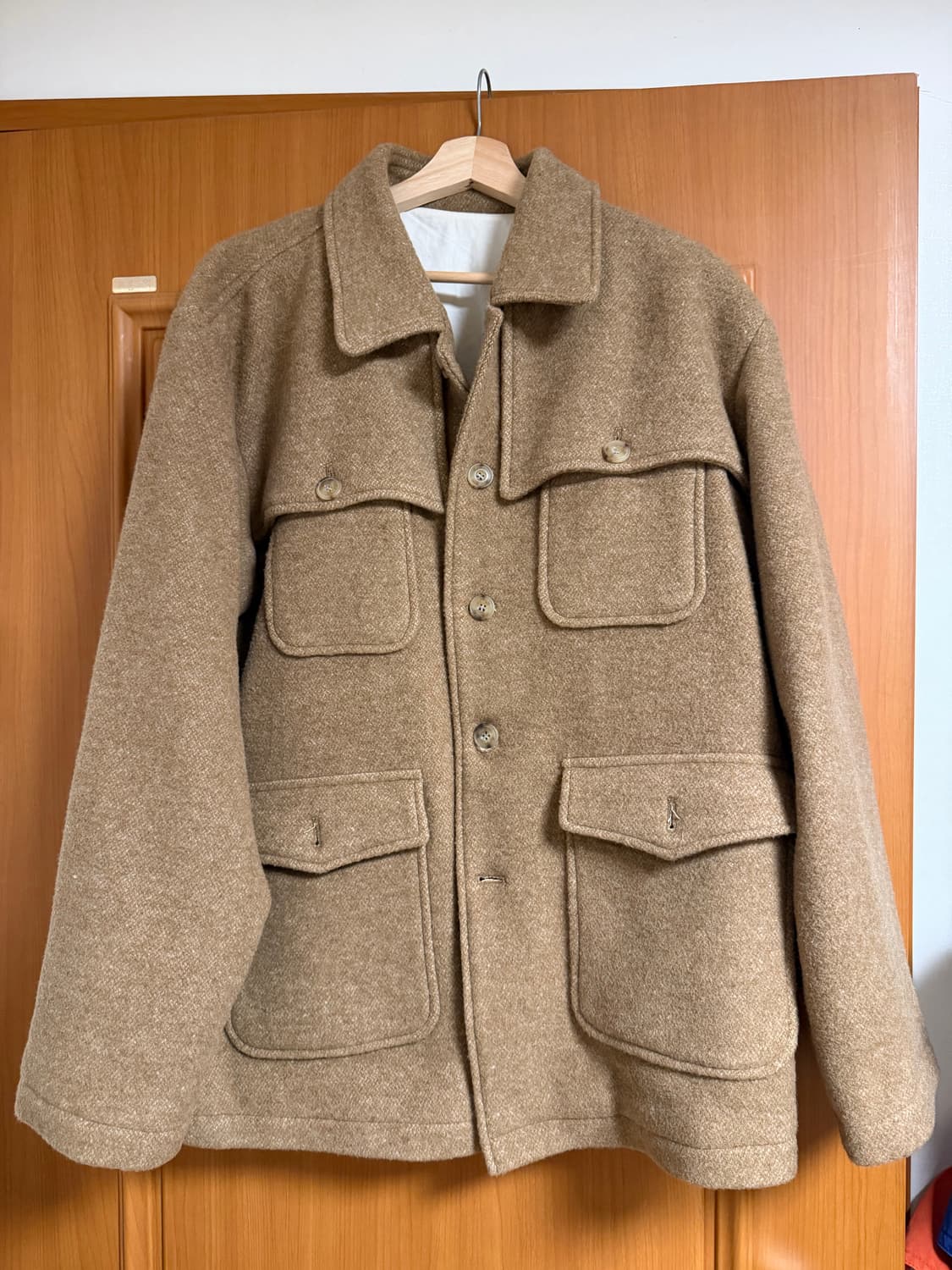 뗄라 3사이즈 Camel Boucle Wool Hunting Jacket 상품이미지2