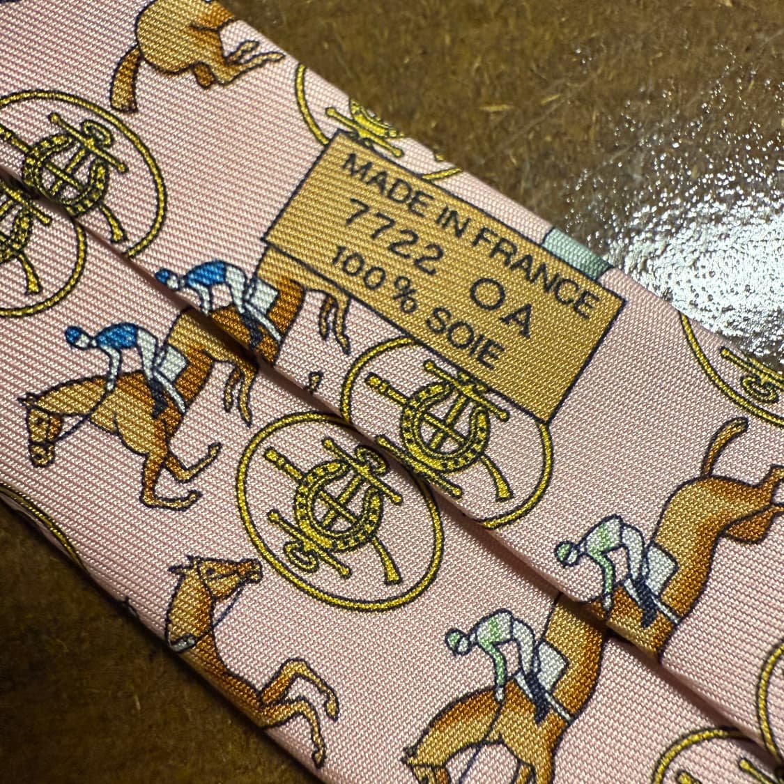 에르메스 HERMES 홍콩 자키 클럽 기수 패턴 실크 넥타이 핑크 상품이미지5