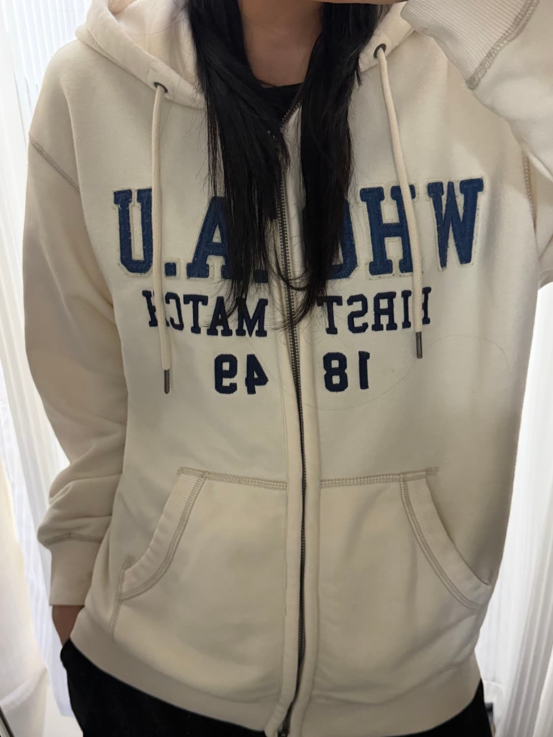 후아유 아이보리 후드집업 M 상품이미지1