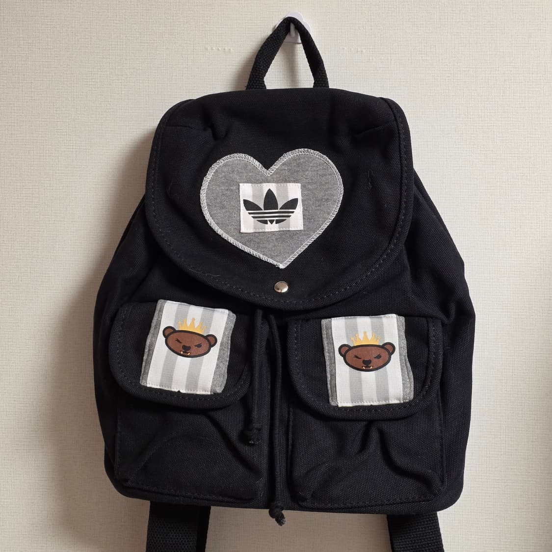 베이비베어 빈티지 아디다스커스텀 곰돌이 블랙 보부상백 가방 백팩 상품이미지1