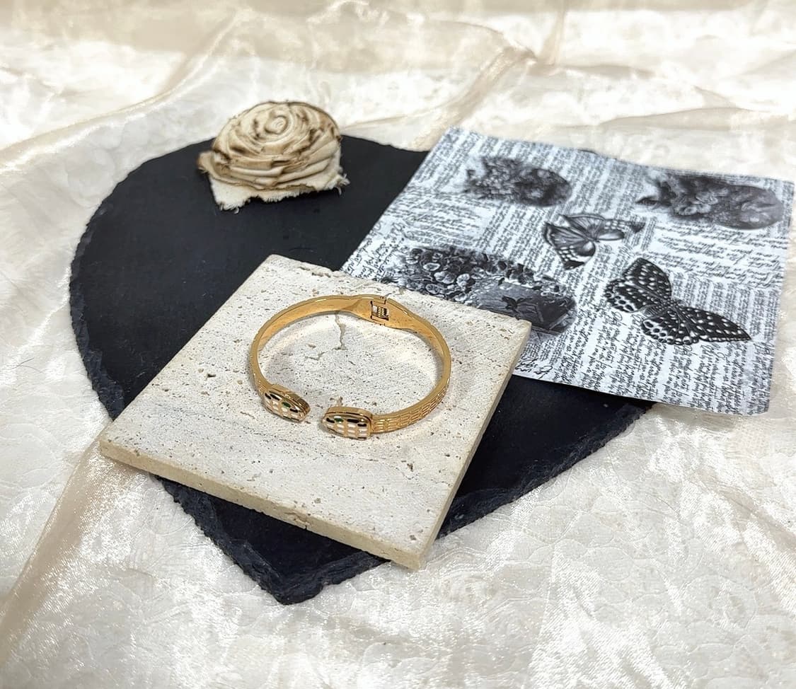 빈티지 에나멜 뱀 오픈 팔찌 상품이미지1