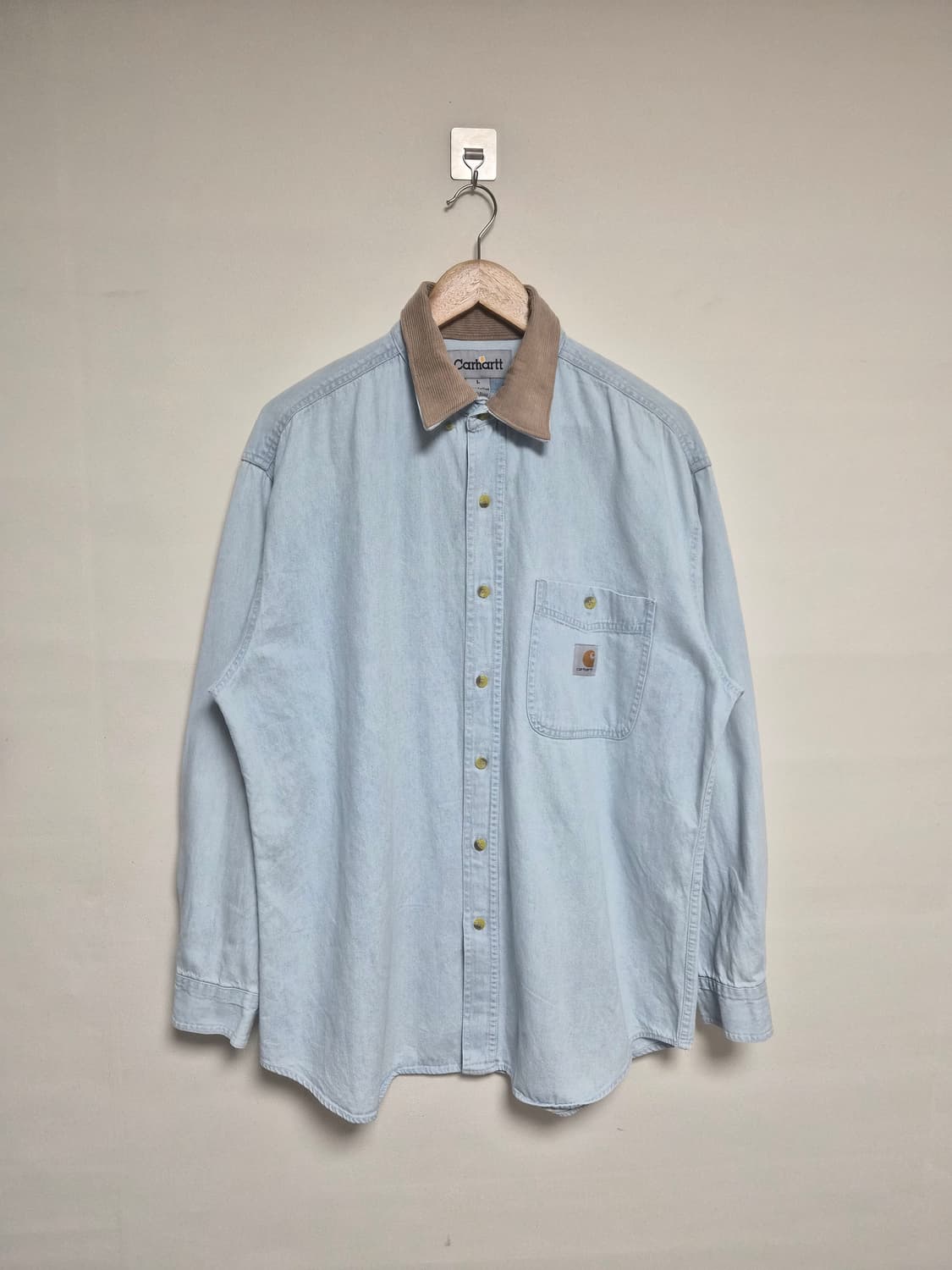칼하트Carhartt 카라 배색 데님 셔츠 L - S236 상품이미지1