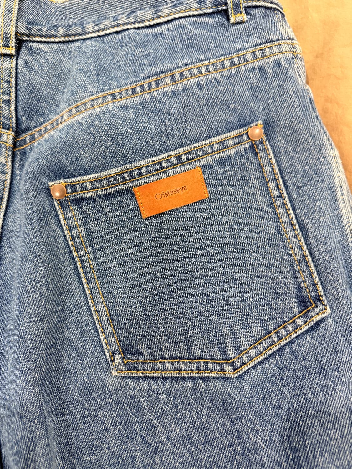 Cristaseya 크리스타세야 블리치드 하이웨스트 데님 청바지 상품이미지7